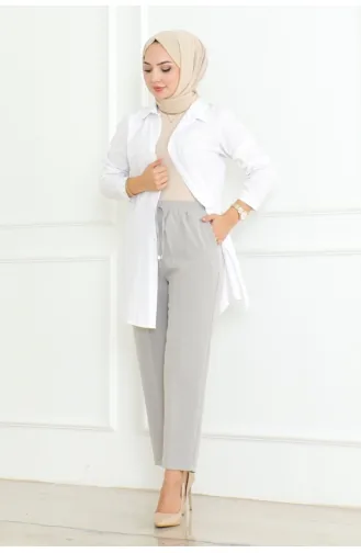 Dabil Crepe-Taschen-Karottenhose Mit Schnürung 301-02 Grau 301-02