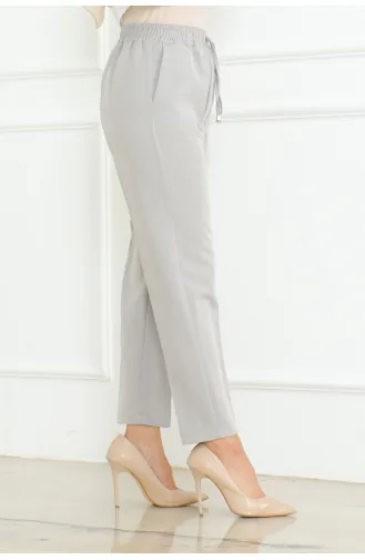 Dabil Crepe-Taschen-Karottenhose Mit Schnürung 301-02 Grau 301-02