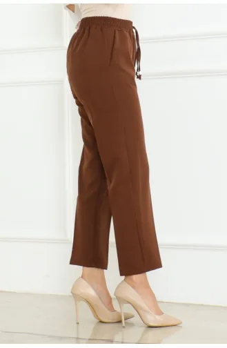 Dabil Crêpe Wortelbroek Met Zak En Veters 301-03 Bruin 301-03