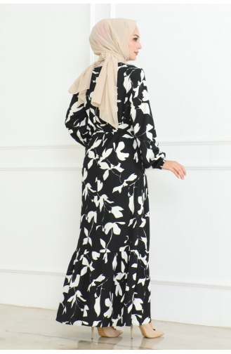 Robe Froissée Détail Ceinture 205-04 Noir 205-04
