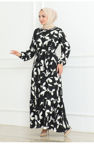 Robe Froissée Détail Ceinture 205-04 Noir 205-04