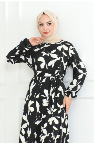 Robe Froissée Détail Ceinture 205-04 Noir 205-04