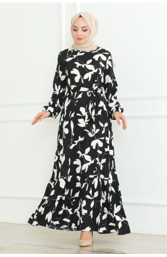Robe Froissée Détail Ceinture 205-04 Noir 205-04