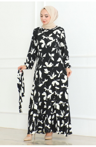 Robe Froissée Détail Ceinture 205-04 Noir 205-04