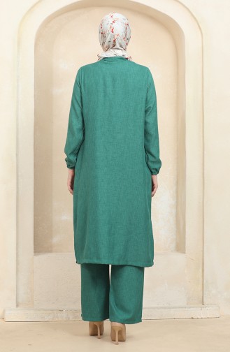 Buttoned Tunic Trousers Double Suit 1002-05 Green 1002-05