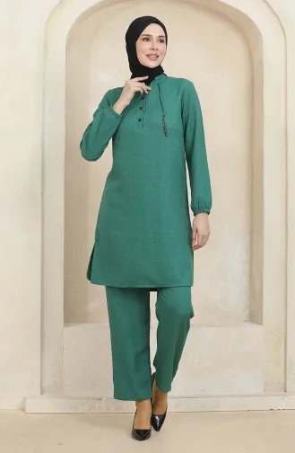 Tuniekbroek Met Gedetailleerde Knopen Dubbel Pak 1004-02 Groen 1004-02