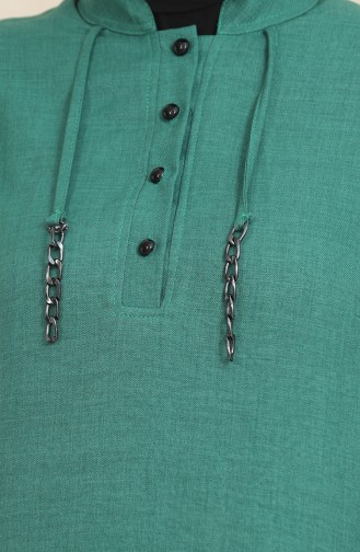 Button Detailed Tunic Trousers Two Piece Suit 1004-02 Green 1004-02