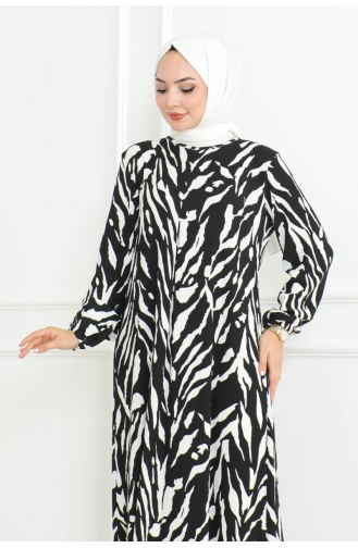 Ein Plissiertes Kleid Kleid 0095-01 Schwarz 0095-01