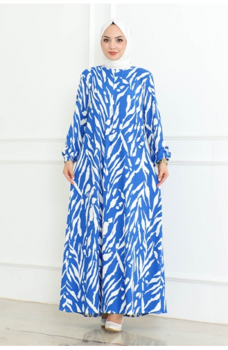 Ein Plissiertes Kleid Kleid 0095-02 Blau 0095-02
