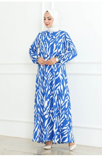 Ein Plissiertes Kleid Kleid 0095-02 Blau 0095-02