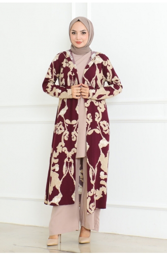 Costume Triple à Motifs 0332-01 Prune 0332-01