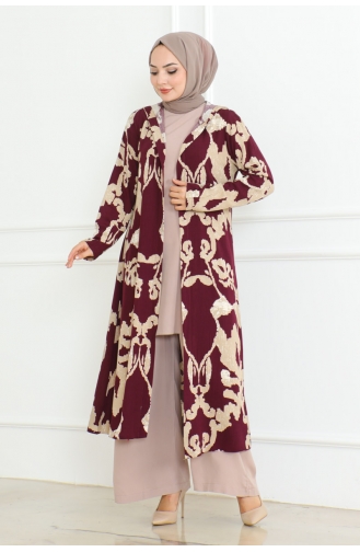 Costume Triple à Motifs 0332-01 Prune 0332-01