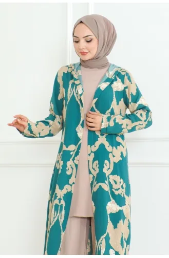 Patterned Triple Suit 0332-03 Petrol 0332-03