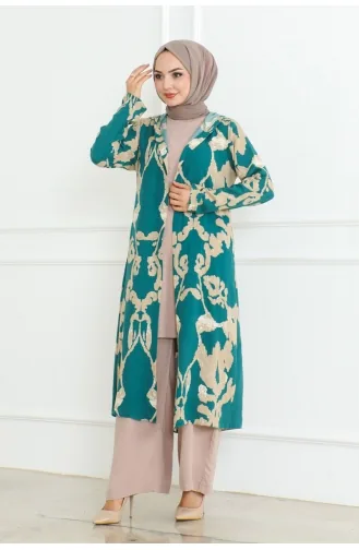 Patterned Triple Suit 0332-03 Petrol 0332-03