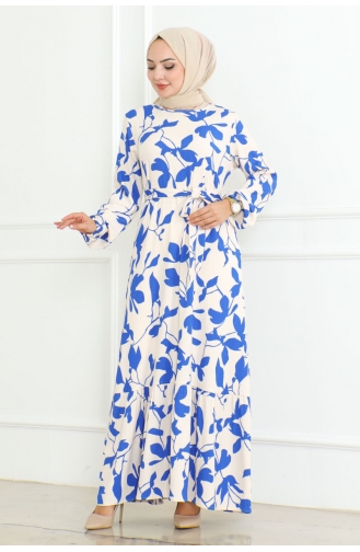 Gewikkelde Jurk Met Riem 0096-04 Blauw 0096-04