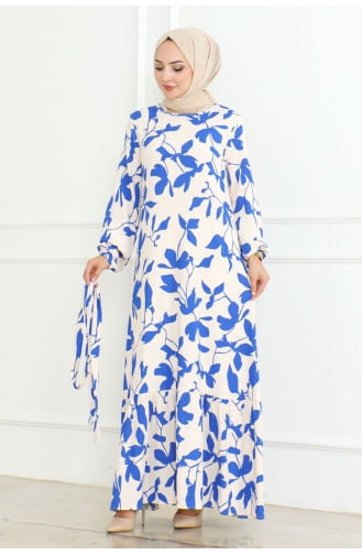 Gewikkelde Jurk Met Riem 0096-04 Blauw 0096-04