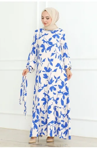 Gewikkelde Jurk Met Riem 0096-04 Blauw 0096-04
