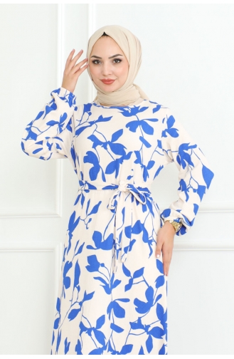 Gewikkelde Jurk Met Riem 0096-04 Blauw 0096-04