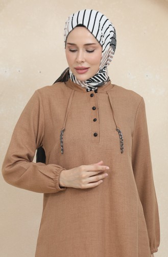 Button Detailed Tunic Trousers Two Piece Suit 1004-01 Milky Coffee 1004-01