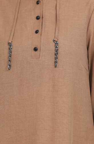 Button Detailed Tunic Trousers Two Piece Suit 1004-01 Milky Coffee 1004-01