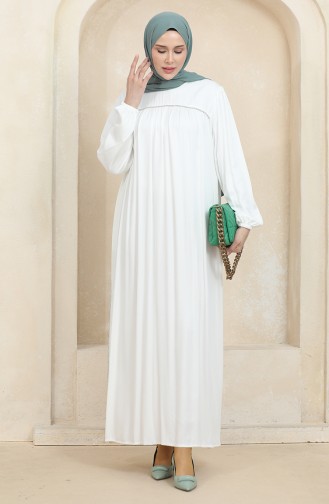 Großes Gestreiftes Stone Robe-Kleid 25Y9056-03 Ecru 25Y9056-03