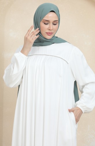 Großes Gestreiftes Stone Robe-Kleid 25Y9056-03 Ecru 25Y9056-03
