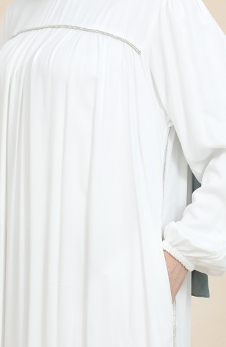 Großes Gestreiftes Stone Robe-Kleid 25Y9056-03 Ecru 25Y9056-03