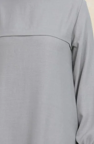 Tunika-Hosen-Doppelanzug Mit Elastischen Ärmeln 1005-04 Grau 1005-04
