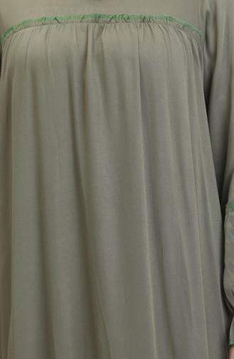 فستان سادة طويل للمحجبات 25Y1173-05 أخضر عسكري 25Y1173-05