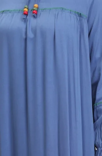 Robe Froncee Colorée Avec Surjets 25Y1173-02 Indigo 25Y1173-02