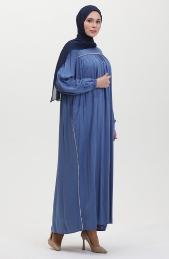 Großes Gestreiftes Robe-Kleid Aus Stein 25Y9056-07 Indigo 25Y9056-07