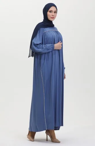 Großes Gestreiftes Robe-Kleid Aus Stein 25Y9056-07 Indigo 25Y9056-07