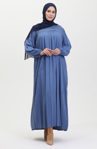 Großes Gestreiftes Robe-Kleid Aus Stein 25Y9056-07 Indigo 25Y9056-07