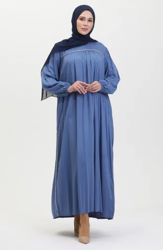Großes Gestreiftes Robe-Kleid Aus Stein 25Y9056-07 Indigo 25Y9056-07