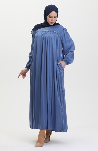 Großes Gestreiftes Robe-Kleid Aus Stein 25Y9056-07 Indigo 25Y9056-07