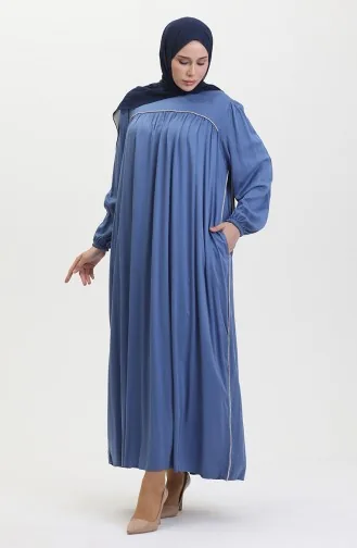 Großes Gestreiftes Robe-Kleid Aus Stein 25Y9056-07 Indigo 25Y9056-07