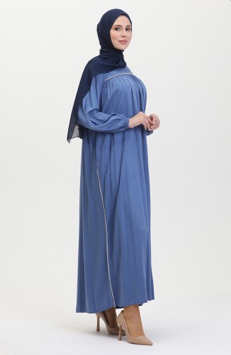 Großes Gestreiftes Robe-Kleid Aus Stein 25Y9056-07 Indigo 25Y9056-07