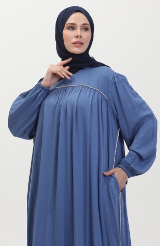 Großes Gestreiftes Robe-Kleid Aus Stein 25Y9056-07 Indigo 25Y9056-07