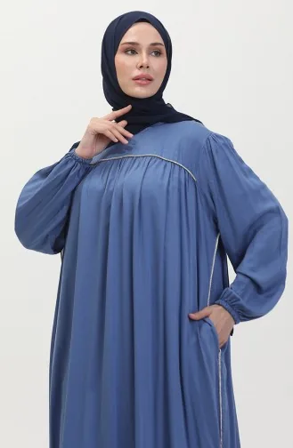 Großes Gestreiftes Robe-Kleid Aus Stein 25Y9056-07 Indigo 25Y9056-07