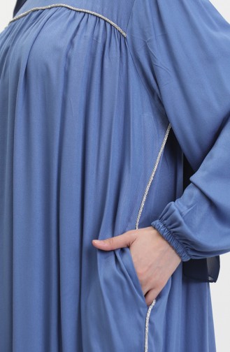 Großes Gestreiftes Robe-Kleid Aus Stein 25Y9056-07 Indigo 25Y9056-07