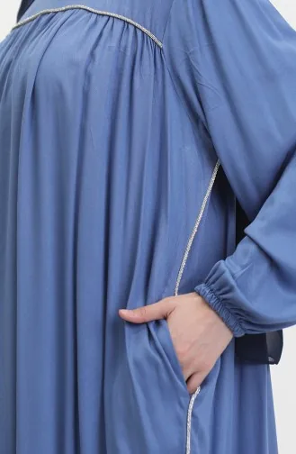 Großes Gestreiftes Robe-Kleid Aus Stein 25Y9056-07 Indigo 25Y9056-07