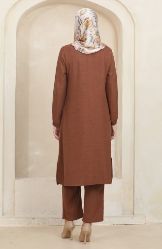Elastic Sleeve Tunic Trousers Double Suit 1005-05 Brown 1005-05