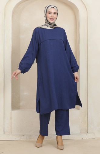 Kolu Lastikli Tunik Pantolon İkili Takım 1005-06 Lacivert