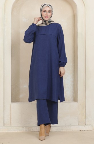 Kolu Lastikli Tunik Pantolon İkili Takım 1005-06 Lacivert