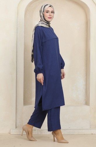 Kolu Lastikli Tunik Pantolon İkili Takım 1005-06 Lacivert
