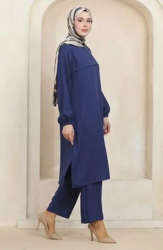 Kolu Lastikli Tunik Pantolon İkili Takım 1005-06 Lacivert