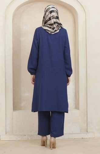 Kolu Lastikli Tunik Pantolon İkili Takım 1005-06 Lacivert