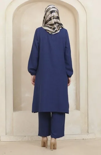 Kolu Lastikli Tunik Pantolon İkili Takım 1005-06 Lacivert