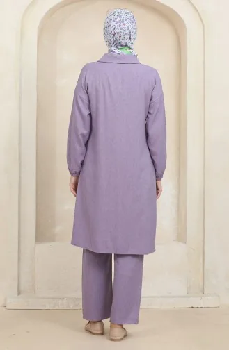 Ensemble Deux Pièces Tunique Pantalon Col Chemise 1003-05 Lilas 1003-05