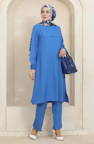 Elastic Sleeve Tunic Trousers Double Suit 1005-03 Blue 1005-03